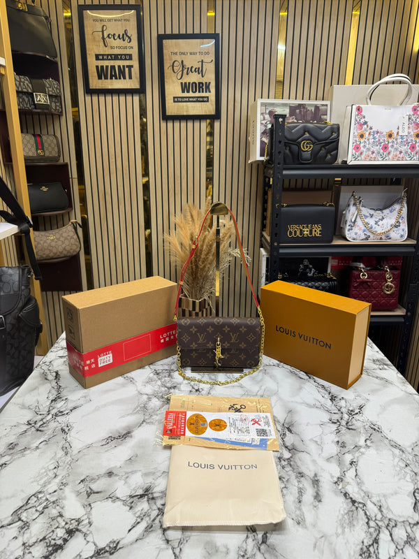 LV-Inspired Bloom Shoulder Bag With Double Box And Dust Bag Includes Carry Bag (Brown)