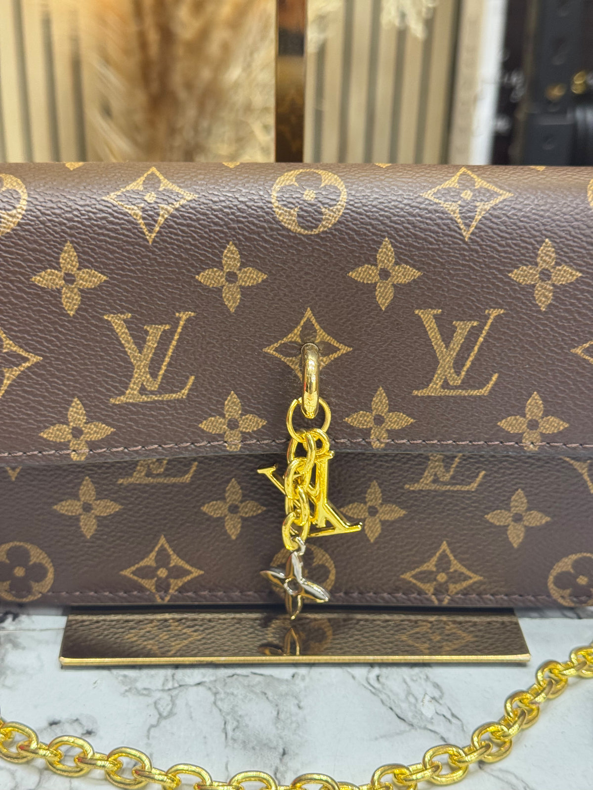 LV-Inspired Bloom Shoulder Bag With Double Box And Dust Bag Includes Carry Bag (Brown)