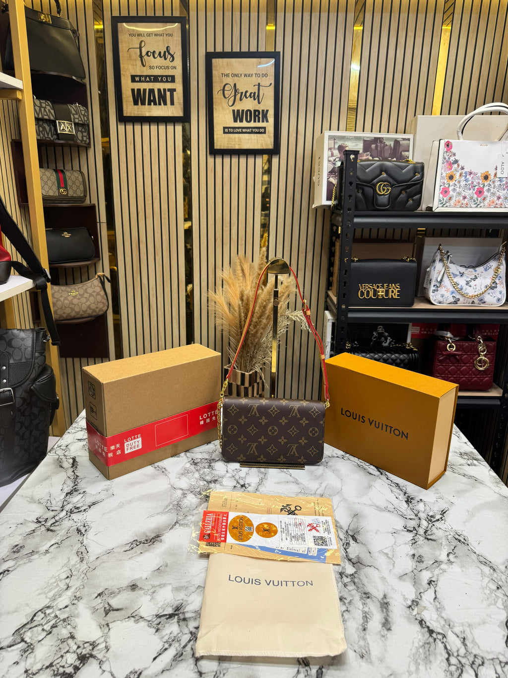 LV-Inspired Bloom Shoulder Bag With Double Box And Dust Bag Includes Carry Bag (Brown)