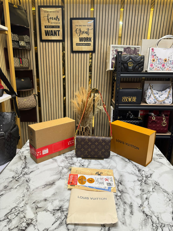 LV-Inspired Bloom Shoulder Bag With Double Box And Dust Bag Includes Carry Bag (Brown)