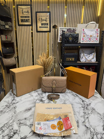 LV-Inspired Diane Satchel Shoulder Bag With Double Box And Dust bag (Apricot)
