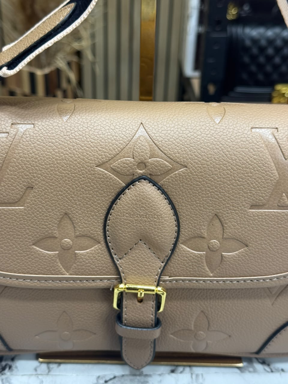 LV-Inspired Diane Satchel Shoulder Bag With Double Box And Dust bag (Apricot)