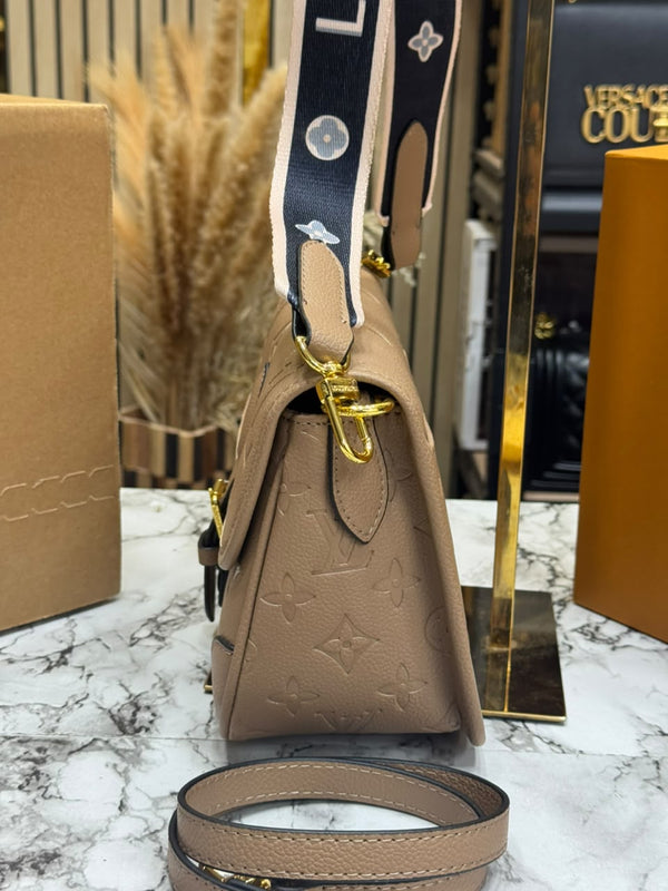 LV-Inspired Diane Satchel Shoulder Bag With Double Box And Dust bag (Apricot)