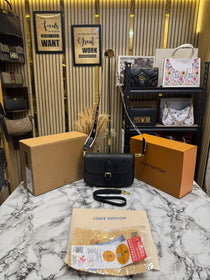 LV-Inspired Diane Satchel Shoulder Bag With Double Box And Dust Bag (Black)