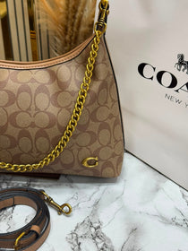 C-Inspired Signature Chain Hobo Shoulder Bag With Box And Dust Bag Including Carry Bag (Apricot)