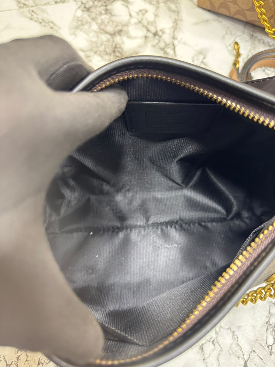 C-Inspired Signature Chain Hobo Shoulder Bag With Box And Dust Bag Including Carry Bag (Coffee-Black)