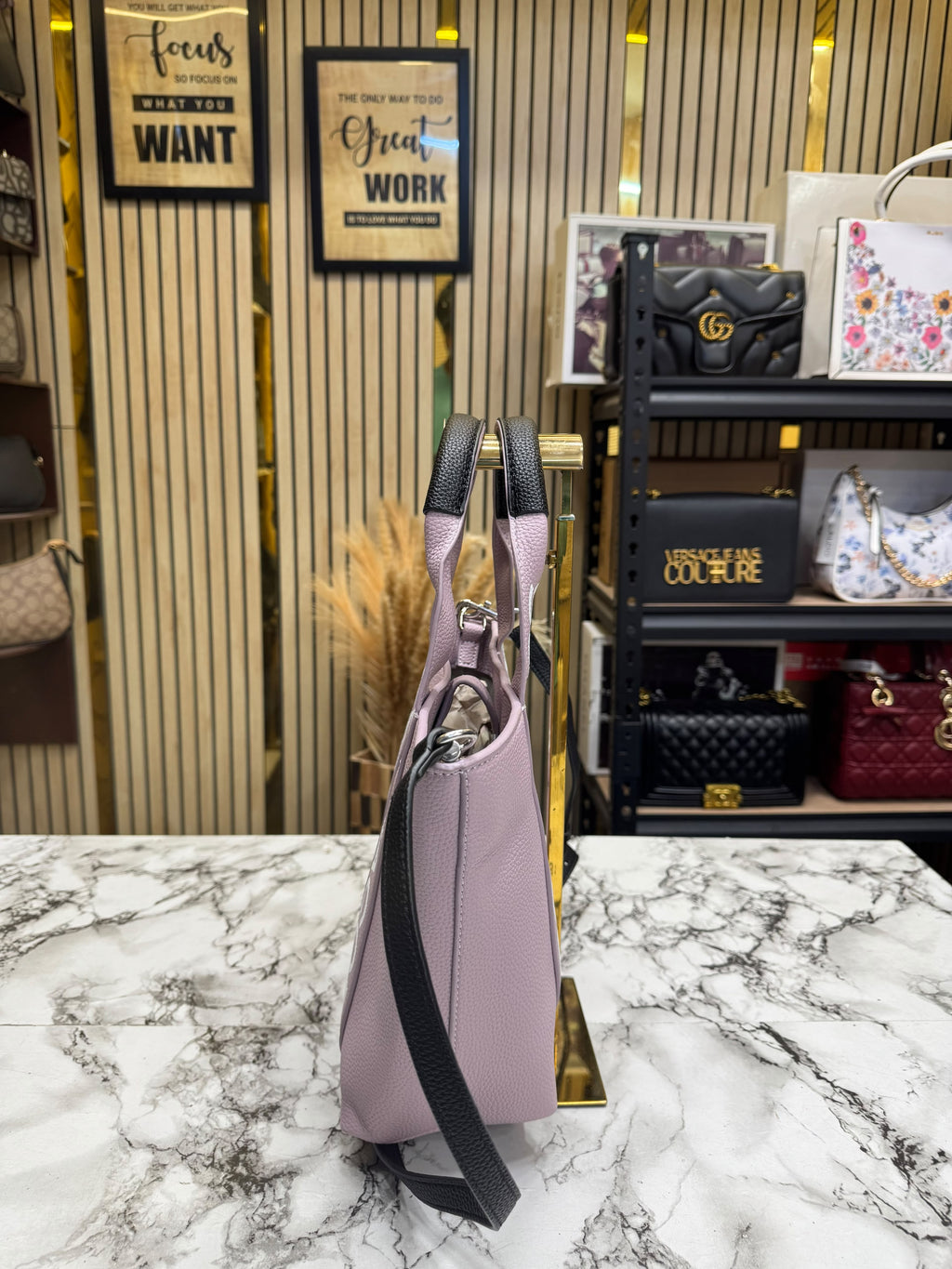Marc Jacobs-Inspired Wisteria Small Leather Tote Bag With Dust Bag (Purple)