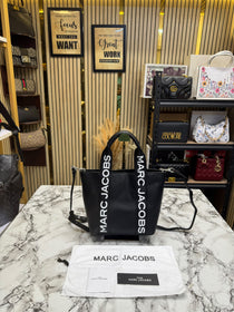 Marc Jacobs-Inspired Wisteria Small Leather Tote Bag With Dust Bag (Black)