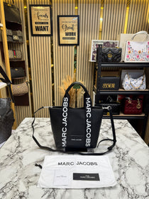 Marc Jacobs-Inspired Wisteria Small Leather Tote Bag With Dust Bag (Black)