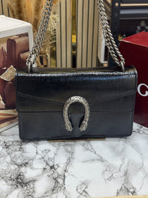 G-Inspired GG Dionysus Glossy Shoulder Bag With Double Box And Dust Bag (Black)