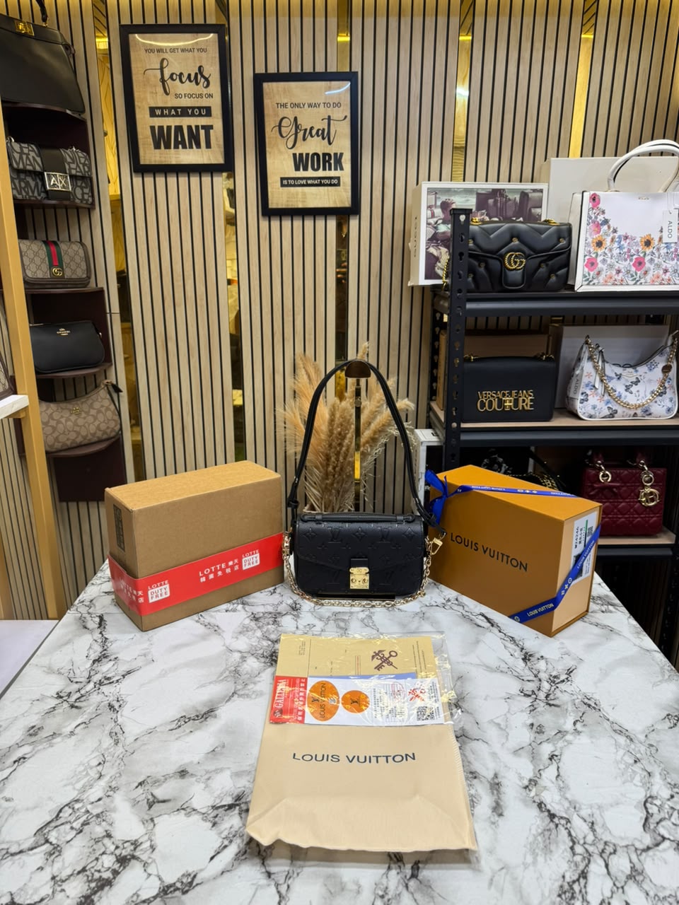 LV-Inspired Pochette Metis Reverse Monogram Mini Bag With Double Box And Dust Bag (Black)