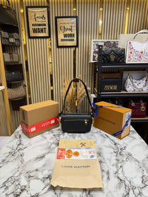 LV-Inspired Pochette Metis Reverse Monogram Mini Bag With Double Box And Dust Bag (Black)