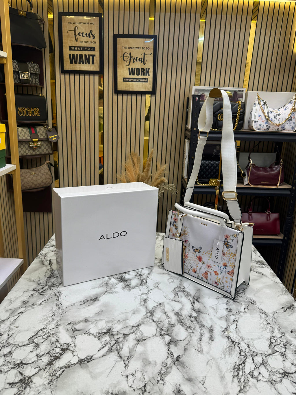 Aldo-Inspired Priaira Floral Tote Bag With Box And Pouch (Pink Flower)