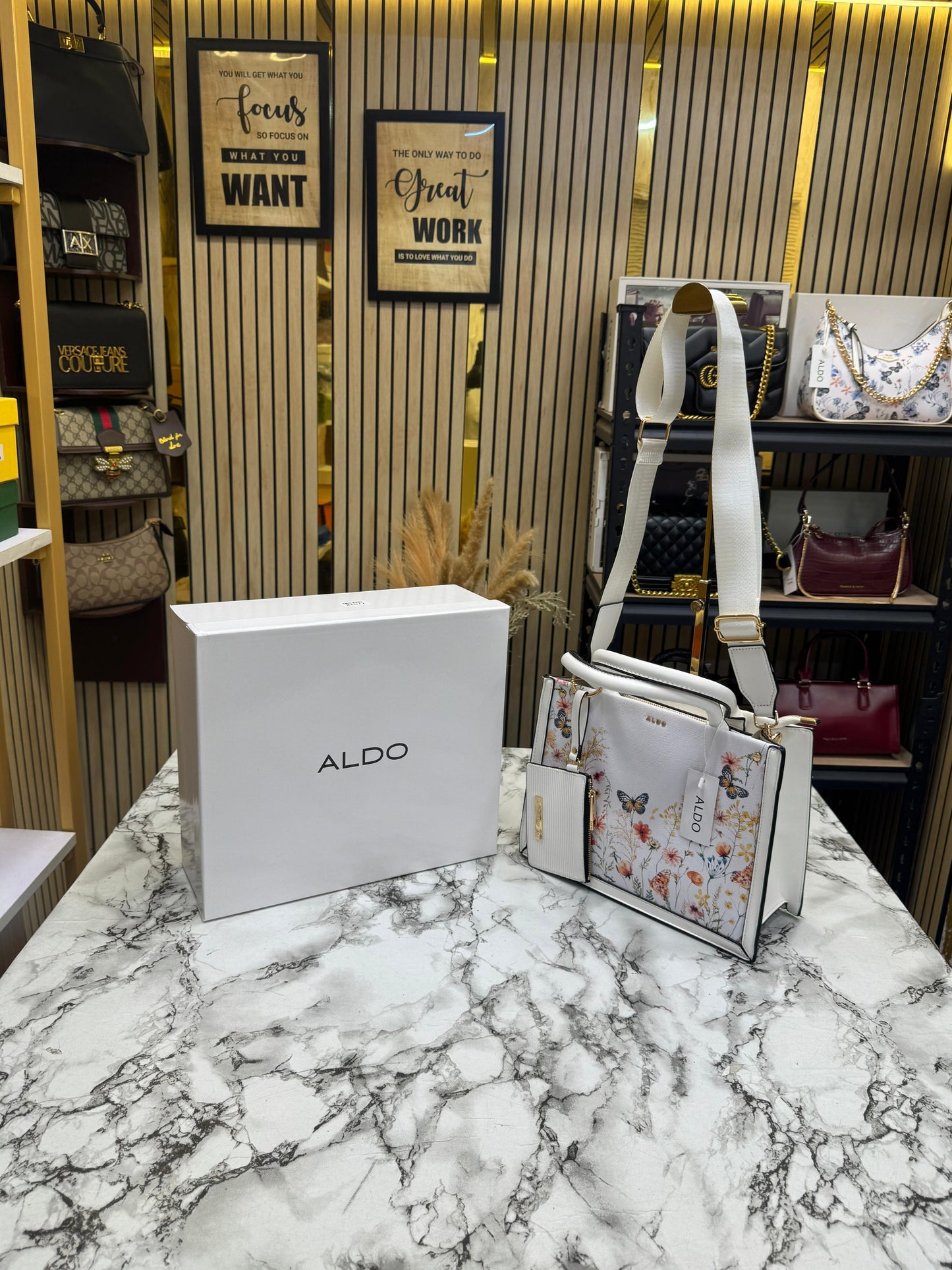 Aldo-Inspired Priaira Floral Tote Bag With Box And Pouch (Pink Flower)