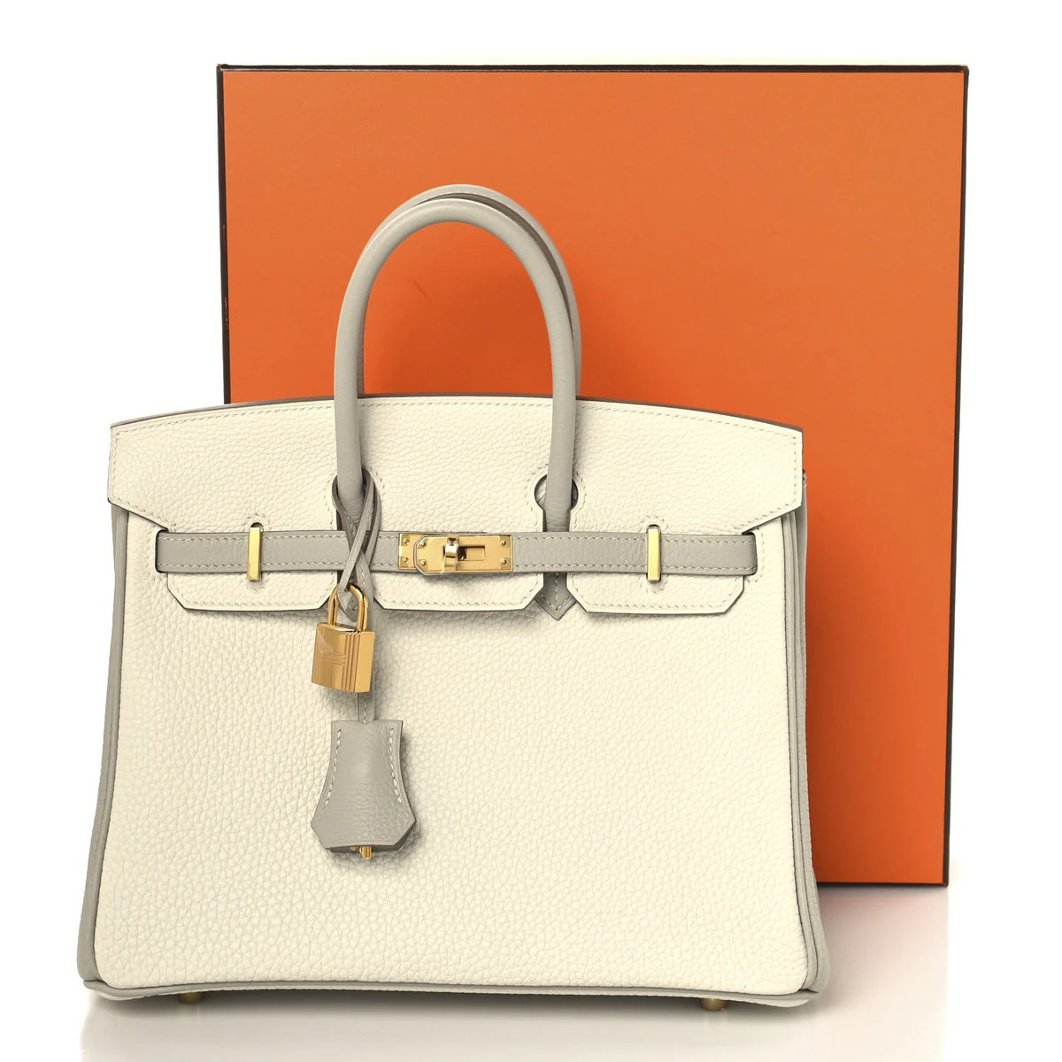 H-Inspired Birkin Style 25 Pebbled Leather Tote Bag With Magnetic Box And Dust Bag (Orchid) Main image
