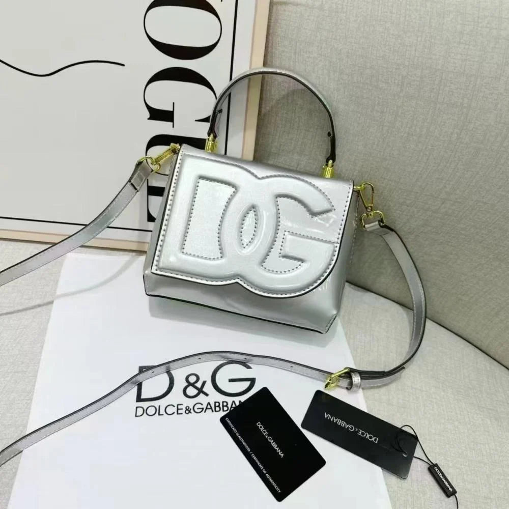 D&G Lacquered Bag Mini DG Logo (Silver)