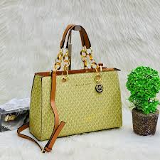 MK-Inpired Cynthia Signature Satchel Bag With Dust Bag (Apricot)