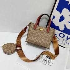 C-Inspired Willow Monogram Canvas Mini Tote Bag With Coin Pouch Including Box And Dust Bag (Apricot Brown)
