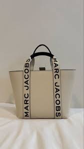 Marc Jacobs-Inspired Wisteria Small Leather Tote Bag With Dust Bag (white)