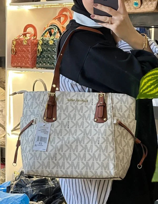 MK-Inspired Voyager Tote Bag With Dust Bag (White)