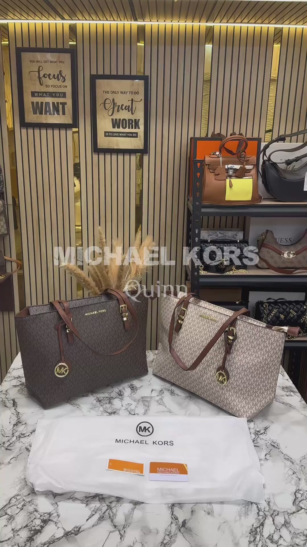 MK-Inspired Jet Set Zip Logo Large Tote Bag With Dust Bag