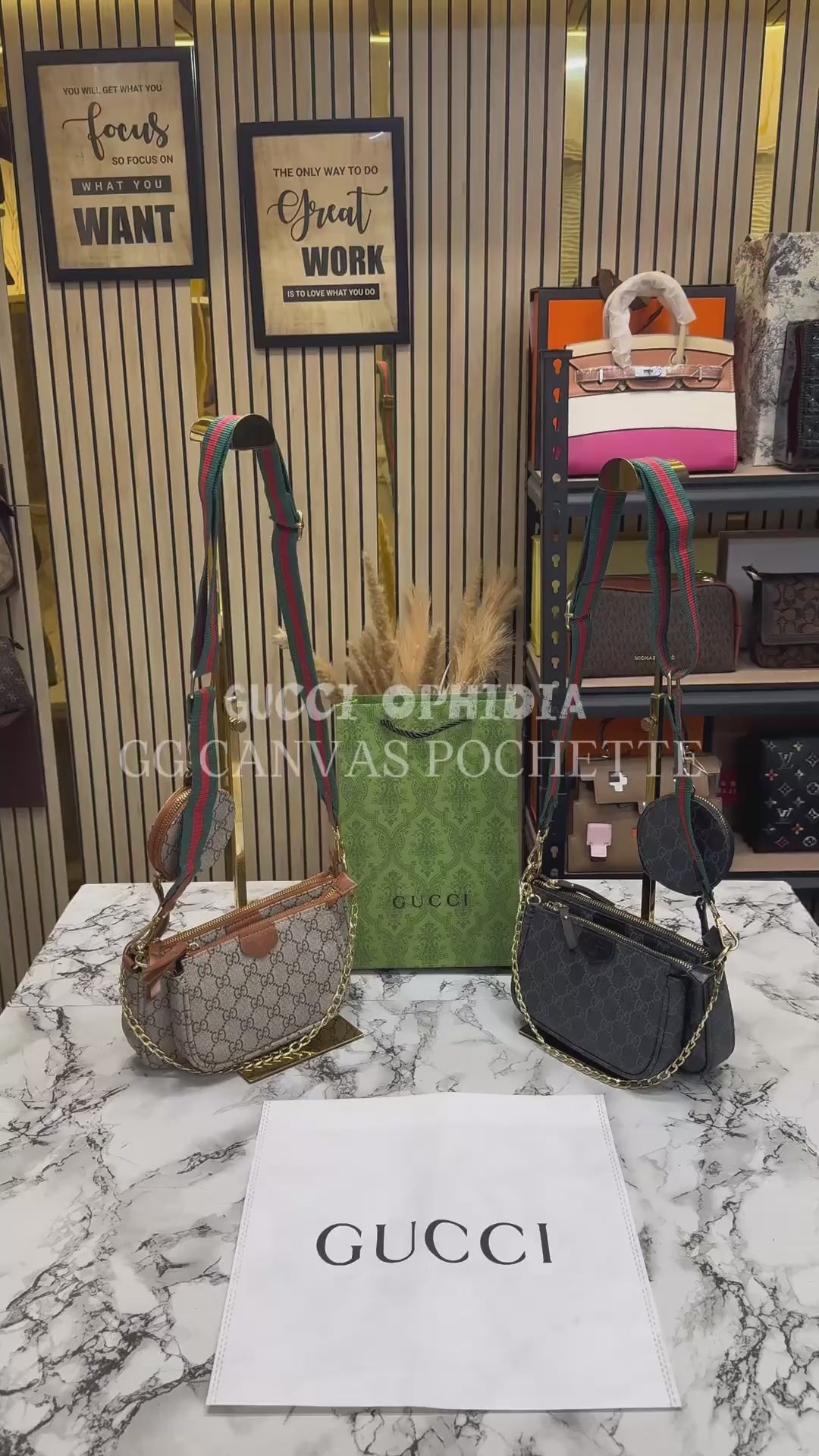 G-Inspired Ophidia GG Canvas Pochette With Dust Bag Including Carry Bag (Brown)