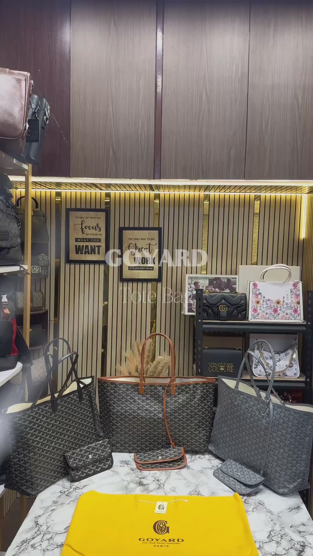 Goyard Inspired Saint Louiis PM Bag in Blue Chevron Canvas Tote Bag with Matching Pouch & Dust Bag