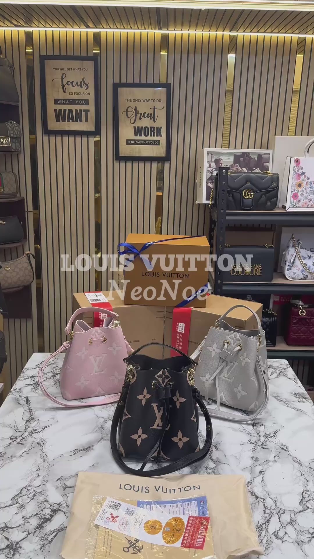 LV-Inspired Neo Noe BB Giant Monogram Leather Bucket Bag (Grey)