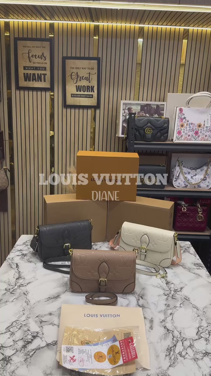 LV-Inspired Diane Satchel Shoulder Bag With Double Box And Dust Bag (White)