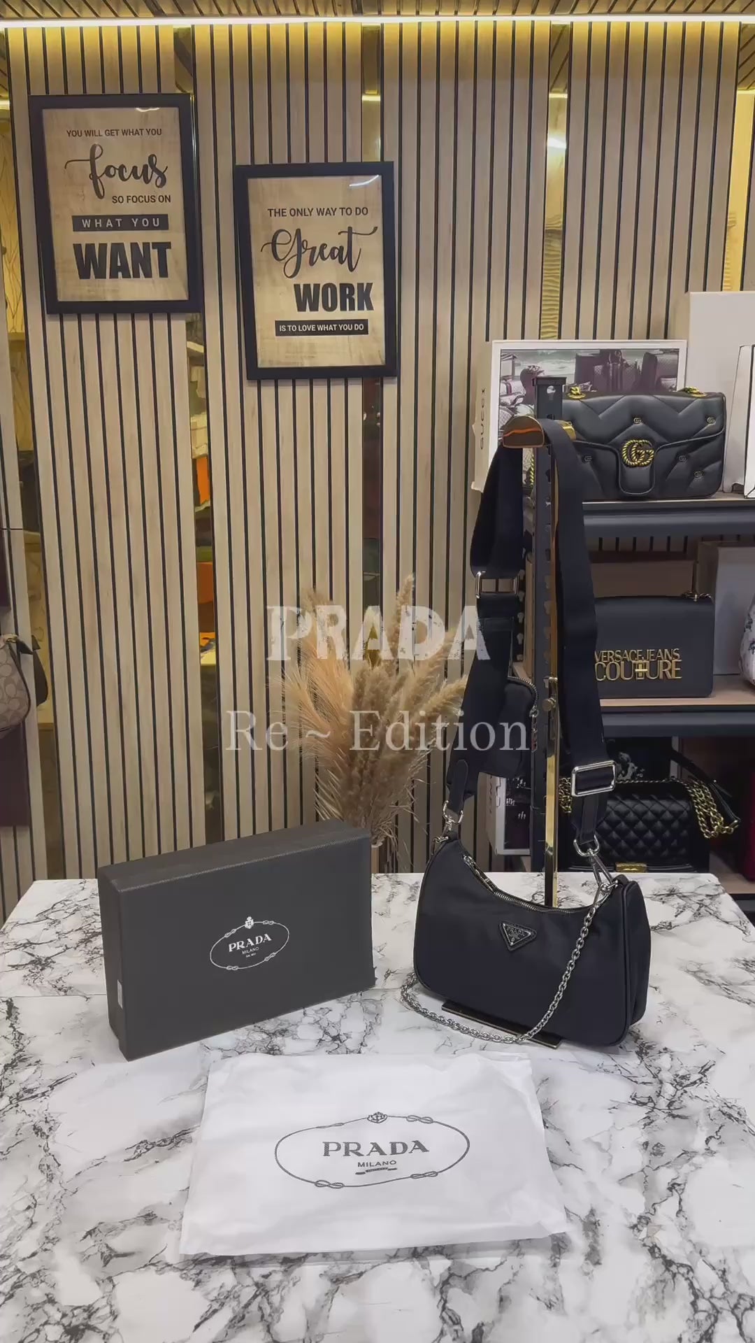 Prada-Inspired Re-edition 2005 Nylon Premium Quality Shoulder Bag With Box And Dust Bag (Black)