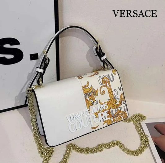 V-Inspired Jeans Couture Baroque Chain Shoulder Bag With Dust Bag (White)