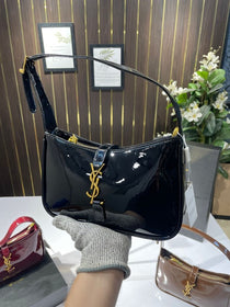 Ysl-Inspired Patent Hobo Bag Glossy with Box (Black)