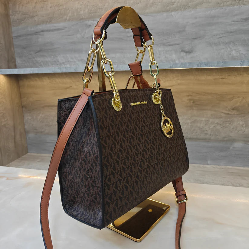 MK-Inspired Cynthia Signature Logo Satchel Bag With Box And Dust Bag (Brown) Secondary image