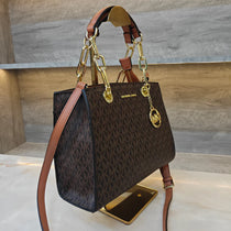 MK-Inspired Cynthia Signature Logo Satchel Bag With Box And Dust Bag (Brown)