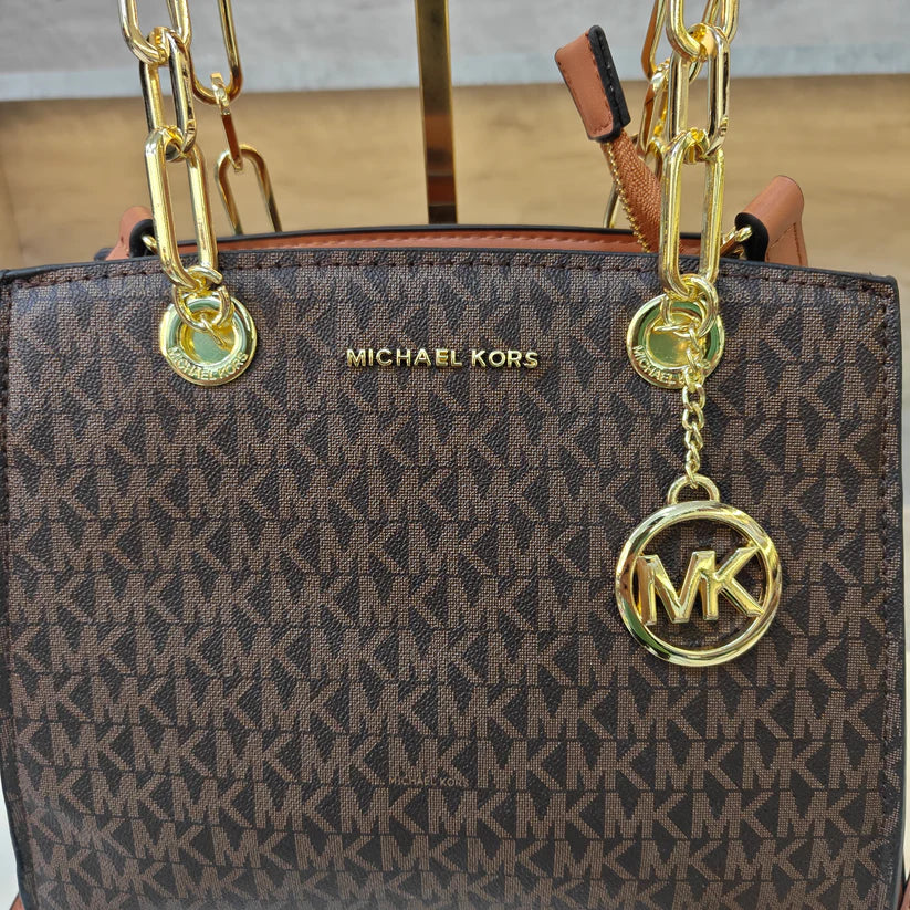 MK-Inspired Cynthia Signature Logo Satchel Bag With Box And Dust Bag (Brown)