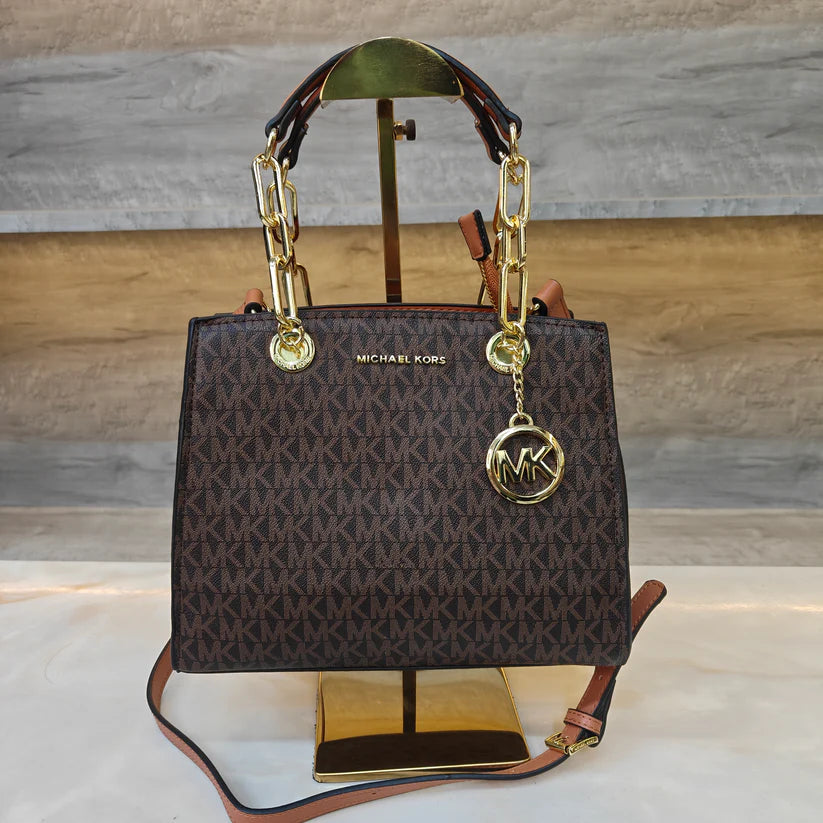 MK-Inspired Cynthia Signature Logo Satchel Bag With Box And Dust Bag (Brown) Main image