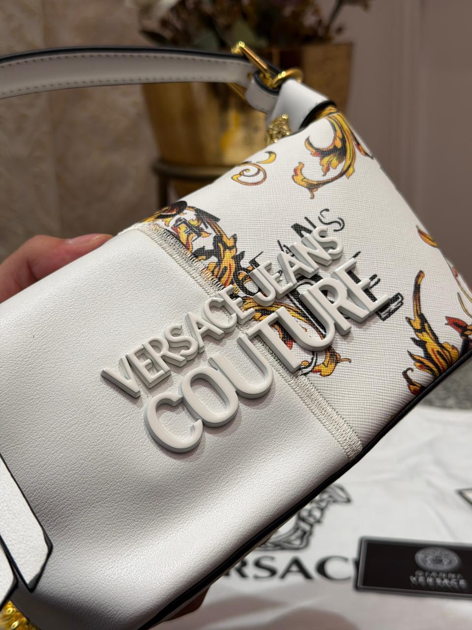 V-Inspired Jeans Couture Baroque Chain Shoulder Bag With Dust Bag (White)