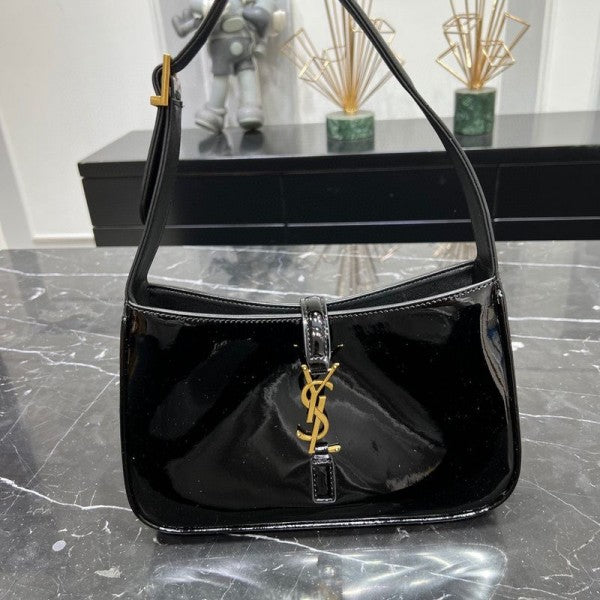 Ysl-Inspired Patent Hobo Bag Glossy with Box (Black) Secondary image