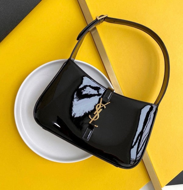 Ysl-Inspired Patent Hobo Bag Glossy with Box (Black) Main image